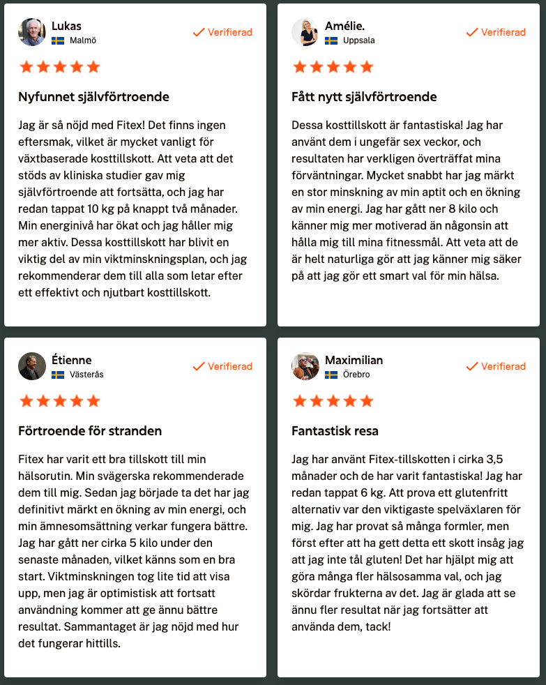 Fitex Sverige Kundrecensioner